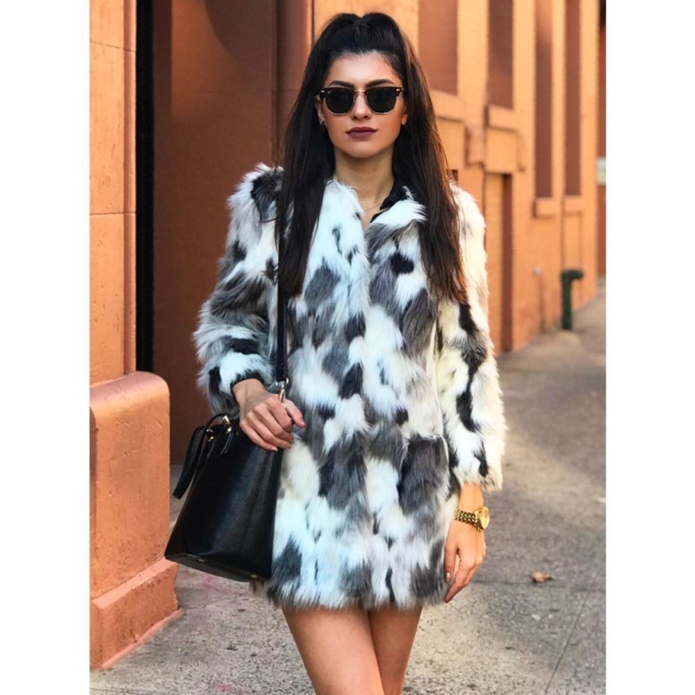 Black and White Patterned Fur Jacket 🧥